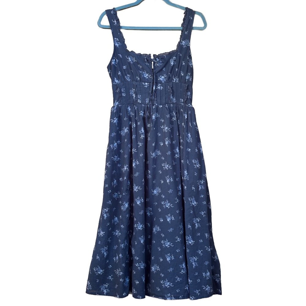 Floral Sleeveless Lace Bodice Corset Dress Pockets
